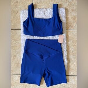 Women sports apparel bra and shorts set.